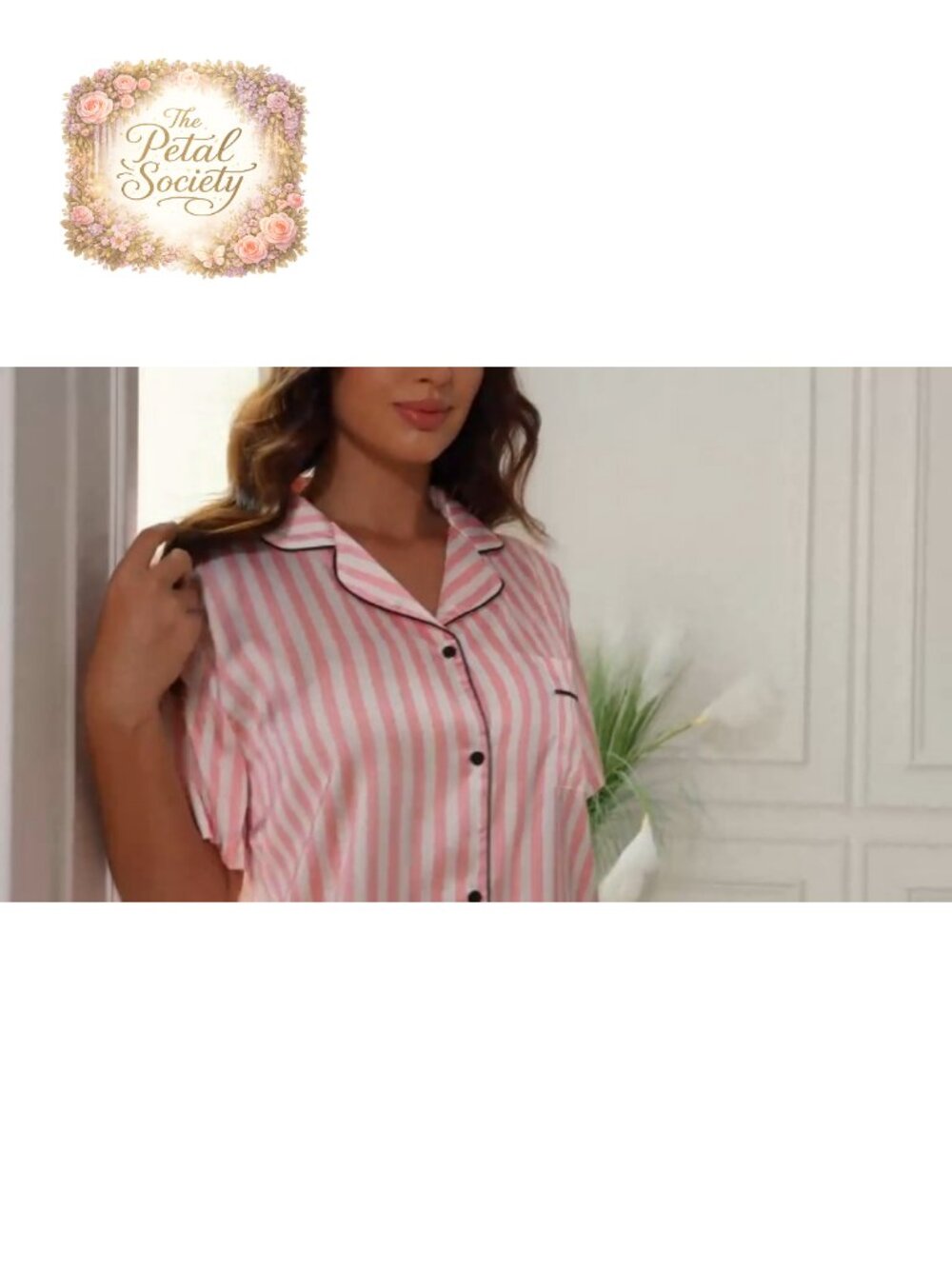 Satin Pajama Set Womens Short Sleeve Button Down 2 Piece Sleepwear Lounge - Picture 6 of 6